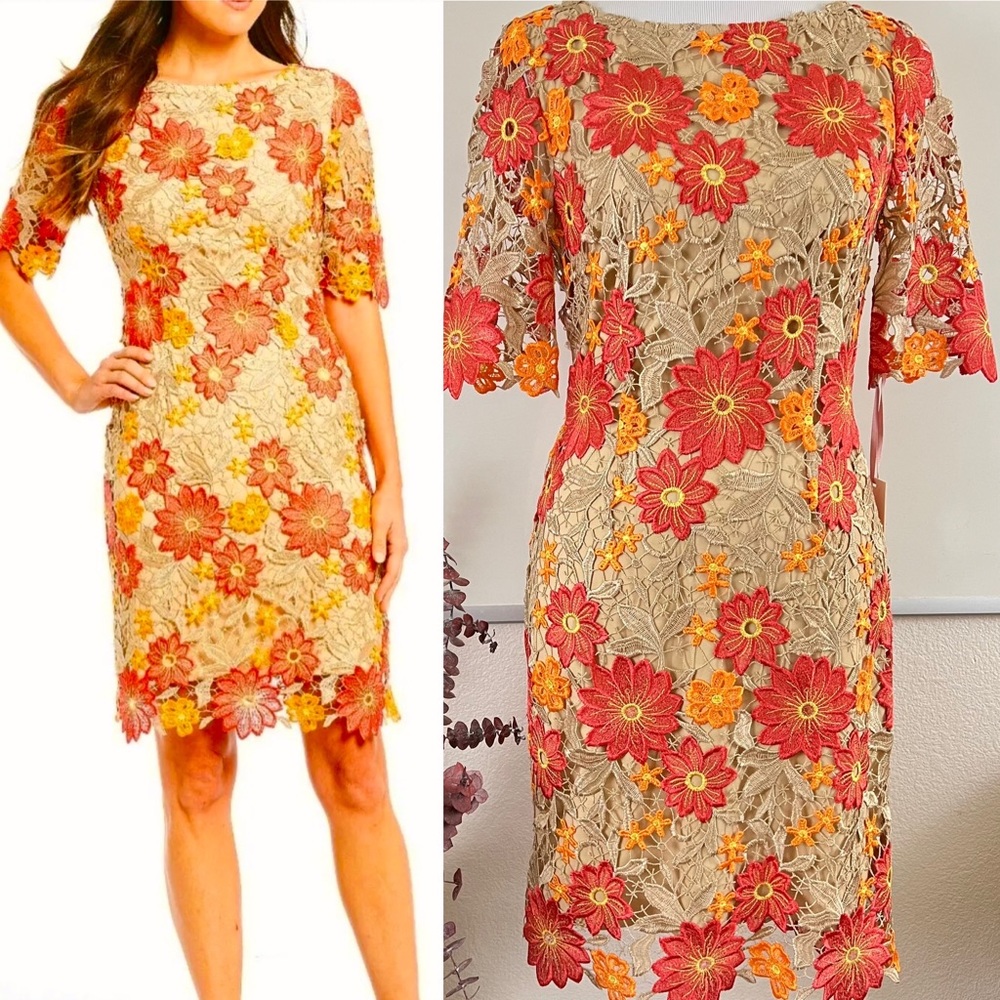 Alex Marie Kelly Floral Appliqué Lace Dress 4 $188
